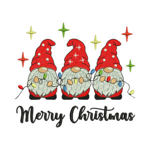Three Christmas Gnomes Embroidery Design, Merry Christmas Embroidery Designs, Christmas ornaments machine embroidery design