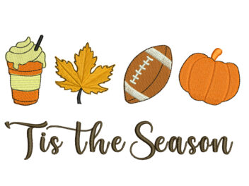 Tis' The Season Fall Embroidery Design, Fall Football Embroidery Design, Football, Halloween, Gamer Day, Tis The Season