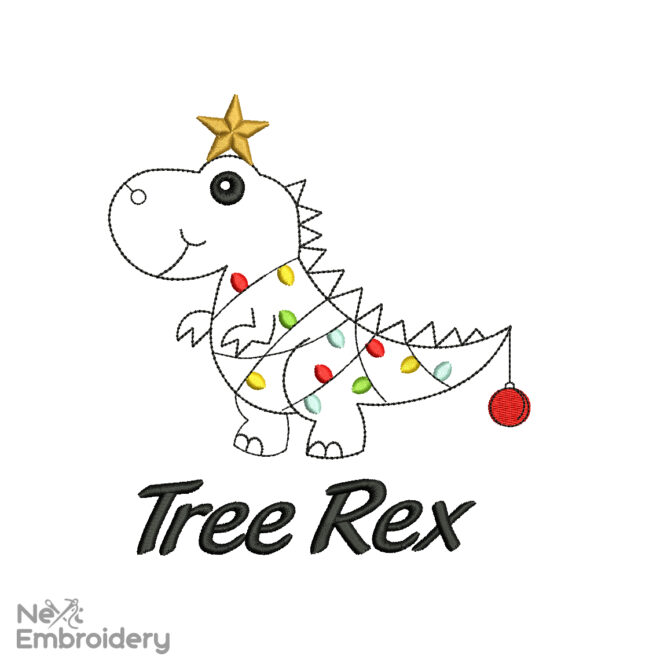 Tree Rex Embroidery Designs, Christmas Embroidery Designs