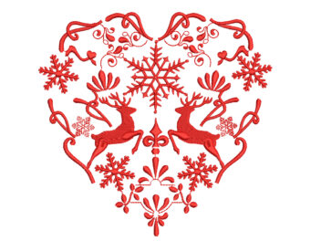 Christmas Scandinavian Heart Embroidery Design, Machine Embroidery Design