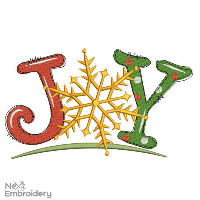 Joy Snowflake Christmas Embroidery Designs, Christmas Decor Machine Embroidery File