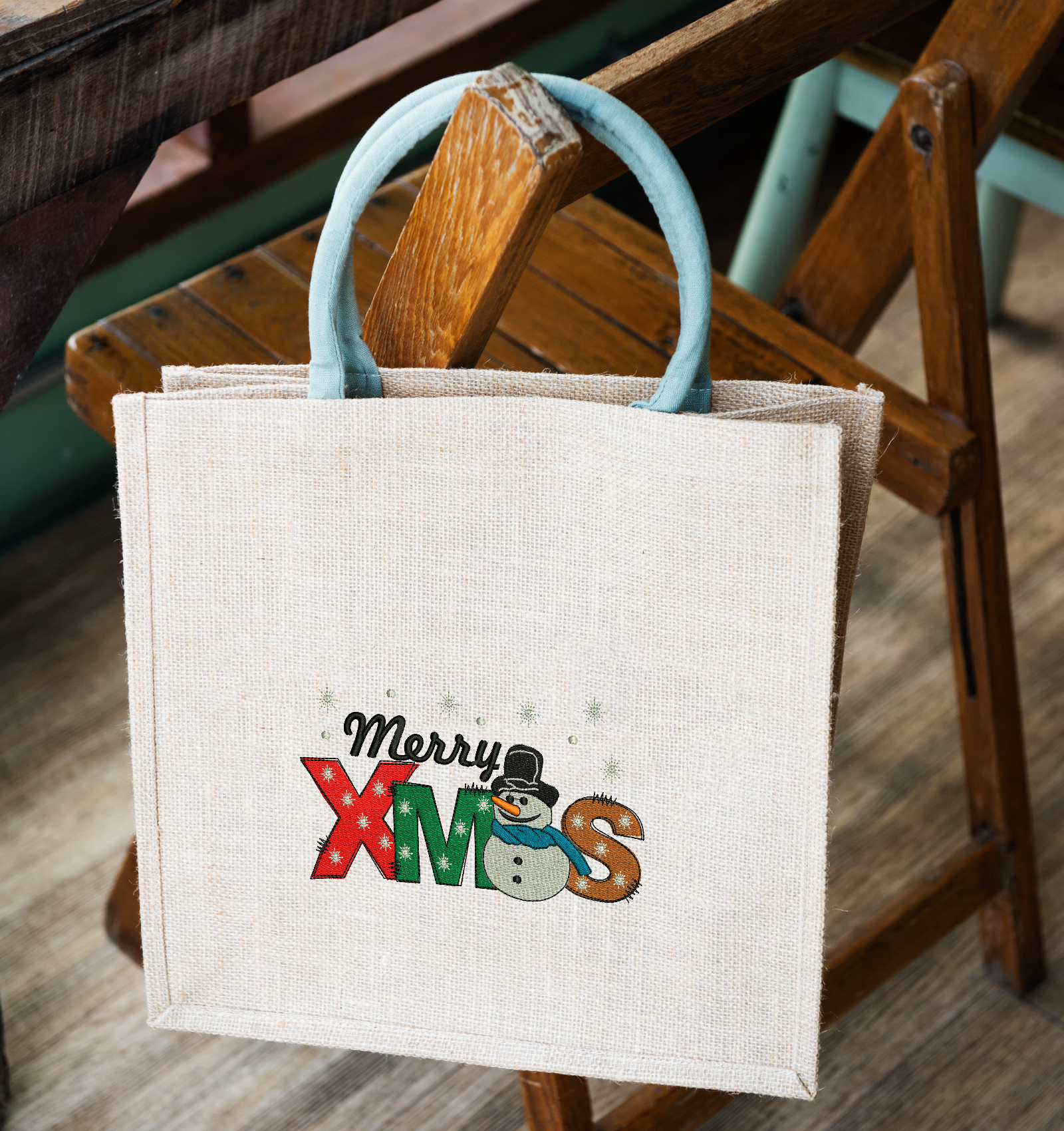 Merry Xmas Embroidery Design, Christmas Snowman Machine Embroidery Design