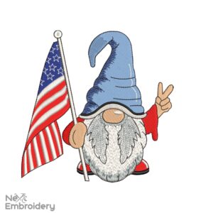 American Flag Gnome Embroidery Designs, 4th July Embroidery Designs, Patriotic