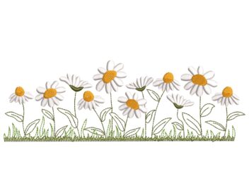 Daisy Wildflowers Embroidery Design, Garden Spring Embroidery Designs