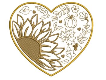 Heart Fall Leaves Embroidery Design, Sunflower Embroidery Design, Pumpkin , Fall Shirt, Halloween, Thanksgiving