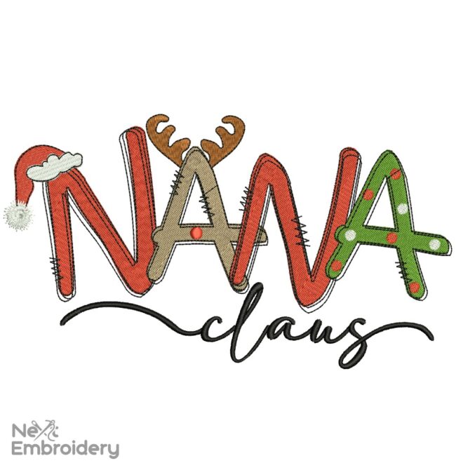 Nana Claus Embroidery Designs, Christmas Embroidery Designs