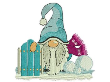 Sled Gnome Embroidery Design, Christmas Machine Embroidery File