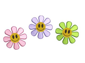 Smiley Mini Flower Embroidery Design, Smile Machine Embroidery File