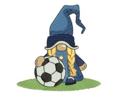 Soccer Girl Gnome Embroidery Design