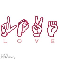 ASL Love Embroidery Designs