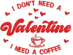Coffee Valentine Embroidery Design