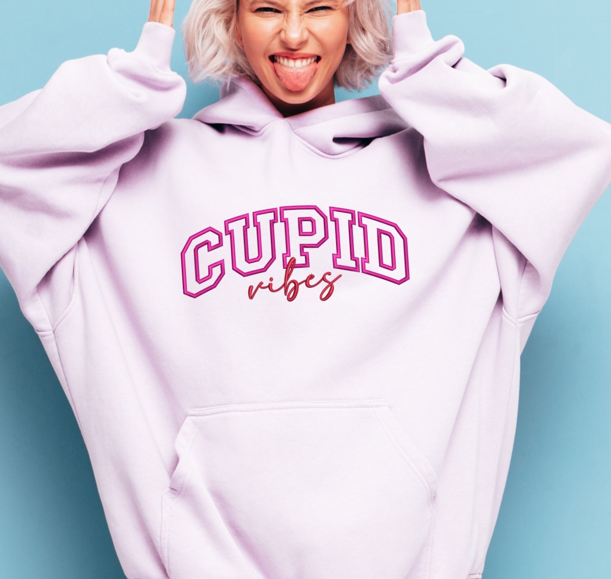 Cupid Vibes Embroidery Design, Valentine Machine Embroidery, Valentine Sweatshirt Embroidery Design