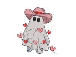 Cute Howdy Valentine Ghost Embroidery Designs