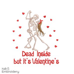 Dead Inside Embroidery Design, Valentine Dancing Skeleton Howdy Retro