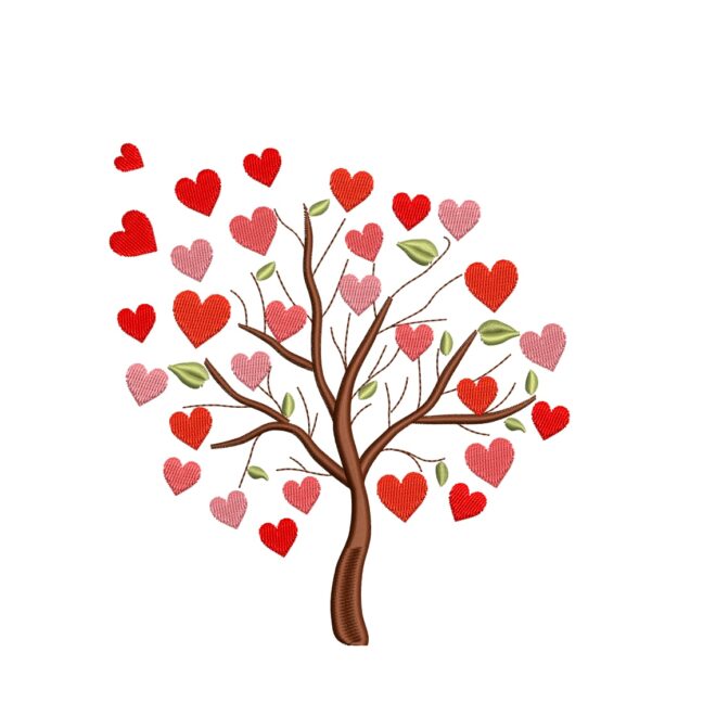 Heart Tree Embroidery Design, Minimalist Valentine Embroidery Design