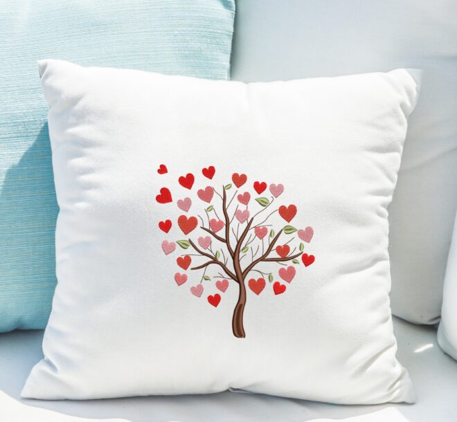 Heart Tree Embroidery Design, Minimalist Valentine Embroidery Design