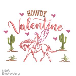 Howdy Valentine Embroidery Designs, Wild Western Cowboy Valentines Embroidery Designs