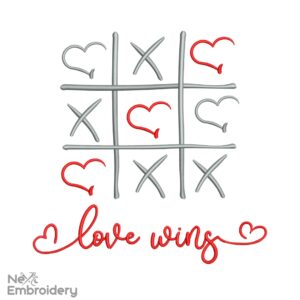 Love Wins Embroidery Design, Valentine Machine Embroidery, Valentine Sweatshirt Embroidery Design