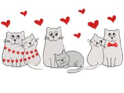 Meowy Valentines Embroidery Designs
