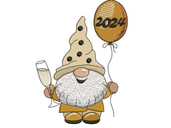 New Year 2024 Gnome Embroidery Designs, Christmas Decor Machine Embroidery File