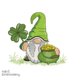 Patricks Day Gnome Embroidery Designs, Lucky Holiday Embroidery Designs, Irish, Shamrock, Lucky, Happy