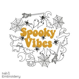 Spooky Vibes Embroidery Design, Happy Halloween Embroidery Designs, Halloween Costume