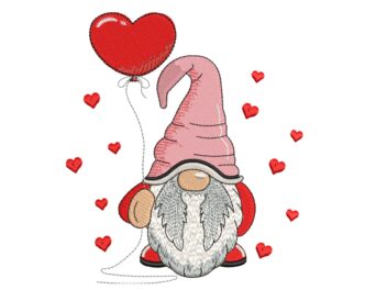 Valentine Gnome Embroidery Design, Valentines day Embroidery Designs, Love Machine Embroidery File