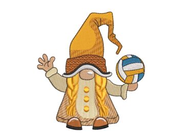 Volleyball Girl Gnome Embroidery Design, Sport Gnome Embroidery Designs