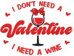 Wine Valentine Embroidery Design