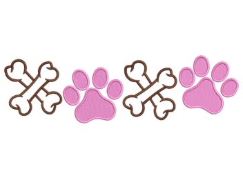 XOXO Dog Paw Embroidery Design, Pet Mother’s Day Machine Embroidery File