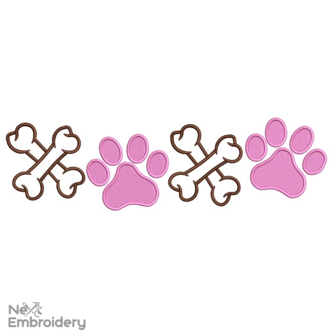 XOXO Dog Paw Embroidery Design, Pet Mother’s Day Machine Embroidery File