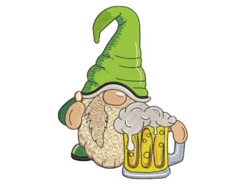 Beer Gnome Embroidery Designs, StPatrick Lucky Holiday Embroidery Designs, Irish, Shamrock, Lucky, Happy Embroidery Design