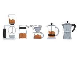 Coffee Brewing Methods Embroidery Design