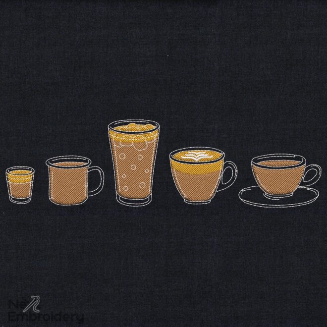 Coffee Embroidery Design, Coffee Lover Embroidery Design, Ice Coffee, Espresso, Americano embroidery design