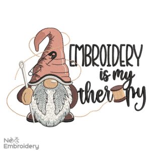Emb Gnome Embroidery Design, Embroidery is my Therapy Embroidery Designs