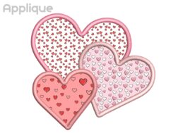 Hearts Applique Embroidery Design