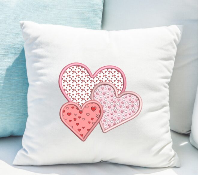 Hearts Applique Embroidery Design, Valentine Applique Machine Embroidery, St Valentines Day Embroidery Design