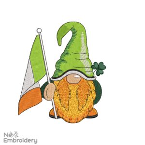 Ireland Gnomes Embroidery Designs, Patricks Day Shamrock Embroidery Design, Irish Holiday Embroidery Designs