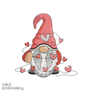 Lovely Gnome Embroidery Design, Valentines day Embroidery Designs