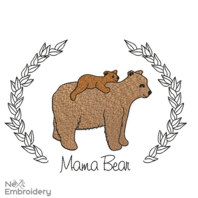 Mama Bear Embroidery Design, Mothers day Embroidery Design