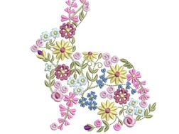 Mini Floral Rabbit Embroidery Design