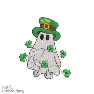 Saint Patrick Ghost Embroidery Designs, Patricks Day Lucky Holiday Embroidery Designs, Irish, Shamrock, Lucky, Happy