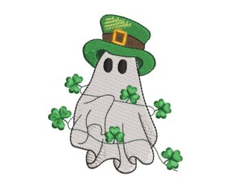 Saint Patrick Ghost Embroidery Designs, Patricks Day Lucky Holiday Embroidery Designs, Irish, Shamrock, Lucky, Happy