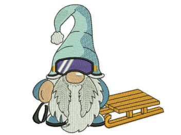 Sled Gnome Embroidery Designs, Merry Christmas Embroidery Design, Holiday Machine Embroidery File