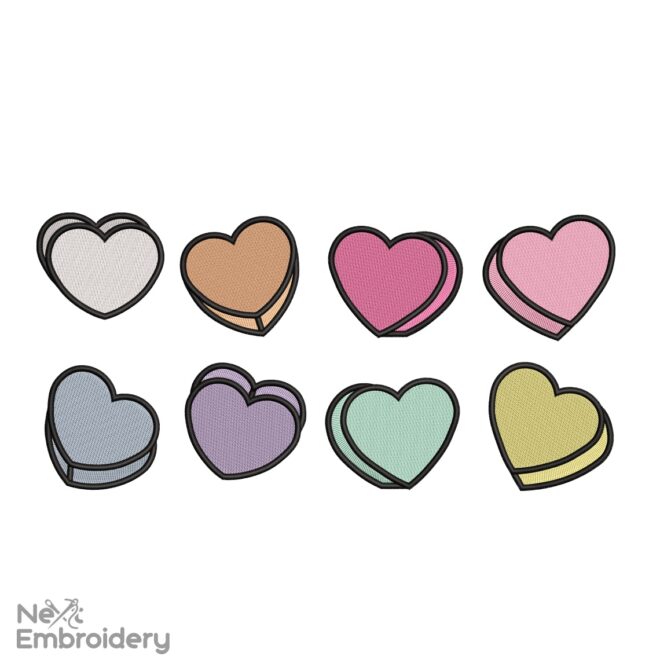 Small Candy Hearts Bundle machine embroidery designs