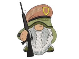 Soldier Gnome with Gun Embroidery Design