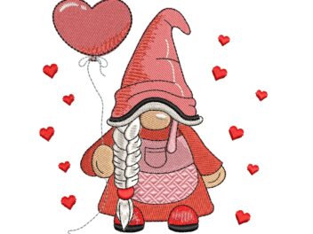 Valentine Girl Gnome Embroidery Design, Valentines day Embroidery Designs, Love Machine Embroidery File