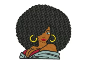 Black Woman Machine Embroidery Design. African American Woman Embroidery