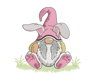 Bunny Gnome Embroidery Design, Easter Spring Embroidery Designs