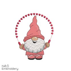 Cute Mini Valentine Gnome Embroidery Design